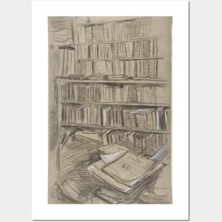 Bookshelves, Study for "Edmond Duranty" Posters and Art